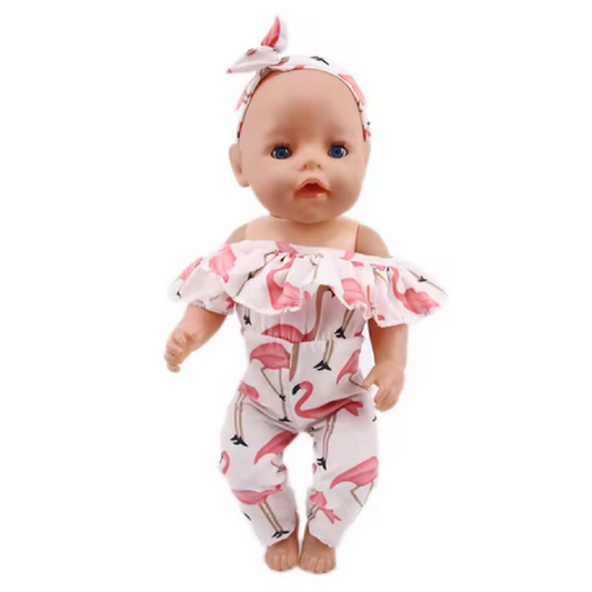 Puppenkleidung 35-45cm Babyborn 2er sets Flamingo Kostüm Outfit Re Born Baby Born