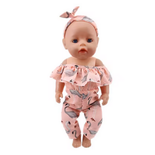 Puppenkleidung 35-45cm Babyborn 2er sets Flamingo Kostüm Outfit Re Born Baby Born